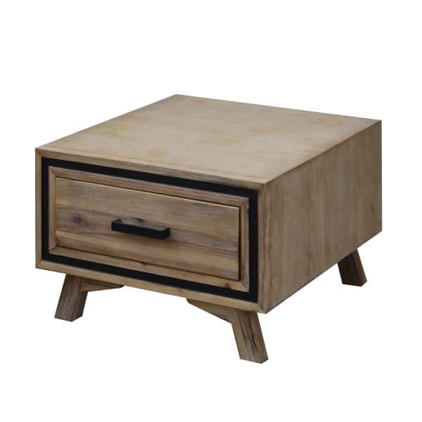 Lamp Table with 1 Storage Drawer Solid Wooden Frame in Silver Brush Colour - Image 2