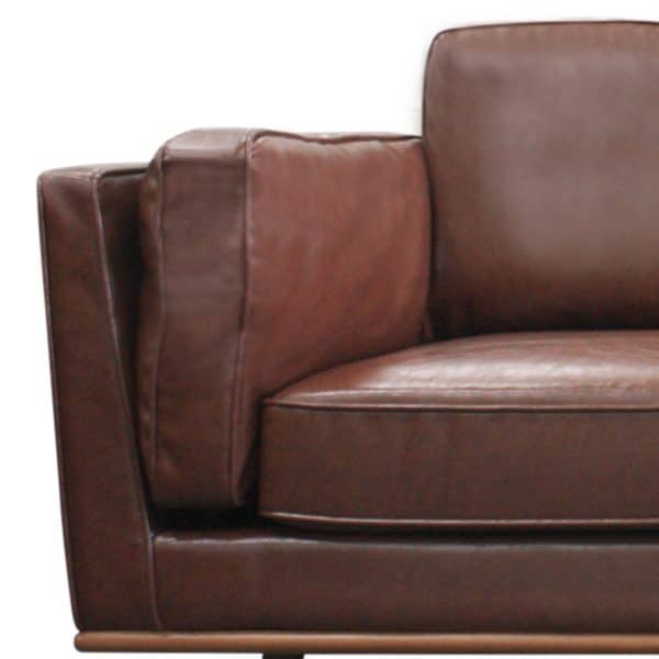 2 Seater Faux Leather Sofa Brown Modern Lounge Set for Living Room Couch with Wooden Frame - Image 2