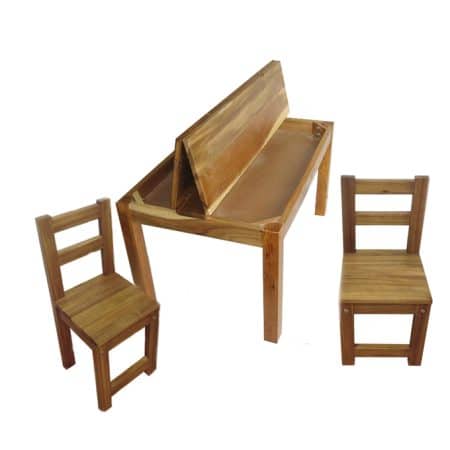 Hardwood study desk and 2 standard chairs - Image 2