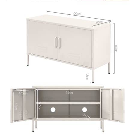 Artiss Buffet Sideboard Metal Cabinet - BASE White - Image 2