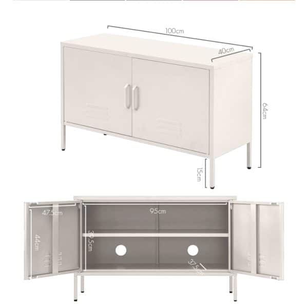 Artiss Buffet Sideboard Metal Cabinet - BASE White - Image 2