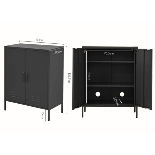 Artiss Buffet Sideboard Metal Cabinet - SWEETHEART Charcoal - Image 2