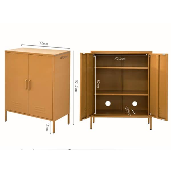 Artiss Buffet Sideboard Metal Cabinet - SWEETHEART Yellow - Image 2