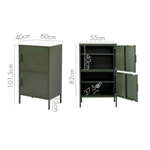 Artiss Buffet Sideboard Metal Cabinet - DOUBLE Green - Image 2