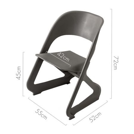ArtissIn Set of 4 Dining Chairs Office Cafe Lounge Seat Stackable Plastic Leisure Chairs Grey - Image 2