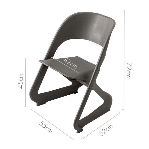 ArtissIn Set of 4 Dining Chairs Office Cafe Lounge Seat Stackable Plastic Leisure Chairs Grey - Image 2