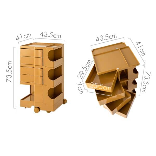 ArtissIn Storage Trolley Bedside Table 5 Tier Cart Boby Replica Yellow - Image 2