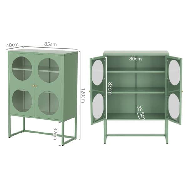 Artiss Buffet Sideboard Metal Cabinet - ELLA Green - Image 2