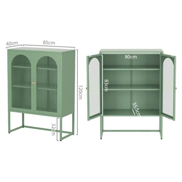 Artiss Buffet Sideboard Metal Cabinet - ELMA Green - Image 2