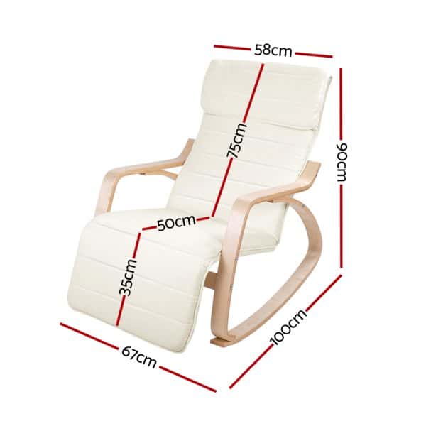 Artiss Rocking Armchair Footrest Nursing Beige Afton - Image 2
