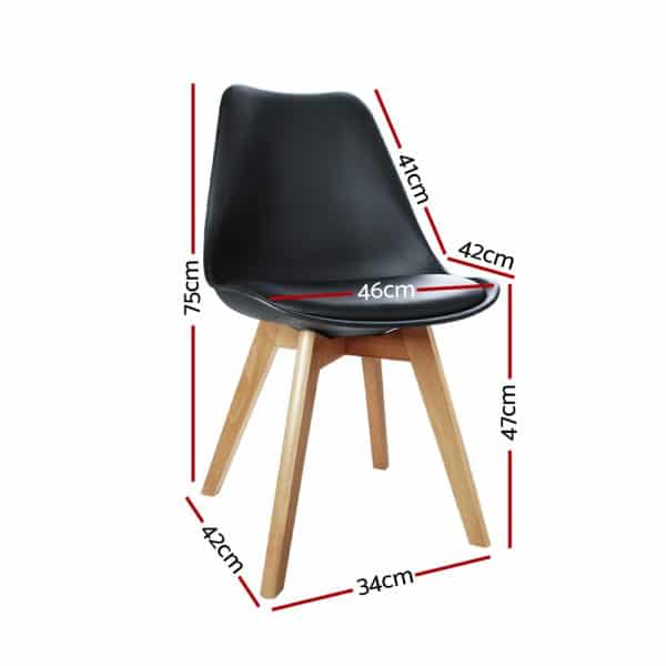 Artiss Dining Chairs Set of 4 Leather Plastic DSW Replica Wooden Black - Image 2