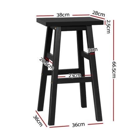 Artiss Bar Stools Kitchen Counter Stools Wooden Chairs Black x2 - Image 2