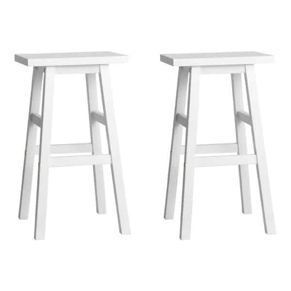Artiss Bar Stools Kitchen Counter Stools Wooden Chairs White x2