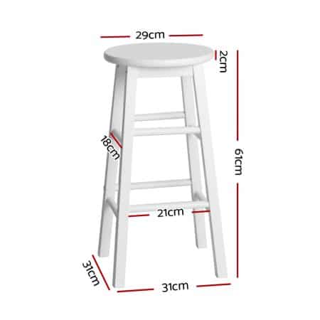 Artiss 2x Bar Stools Round Chairs Wooden White - Image 2