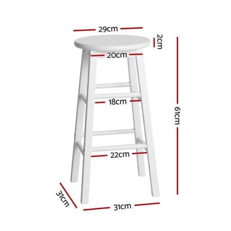 Artiss 4x Bar Stools Round Chairs Wooden White - Image 2
