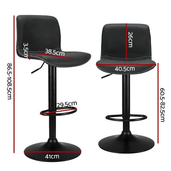 Artiss 4x Bar Stools Kitchen Swivel Gas Lift Chairs Black - Image 2