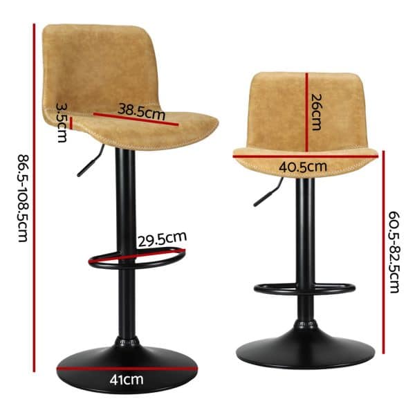Artiss 4x Bar Stools Kitchen Swivel Gas Lift Chairs Brown - Image 2