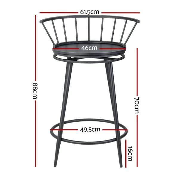 Artiss 2x Bar Stools Swivel Metal Chairs - Image 2