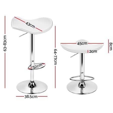 Artiss 4x Bar Stools Leather Gas Lift Chair White - Image 2