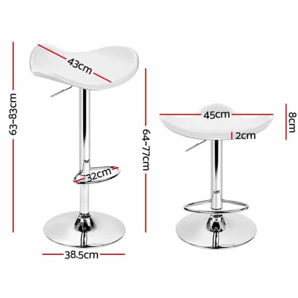 Artiss 4x Bar Stools Leather Gas Lift Chair White - Image 2
