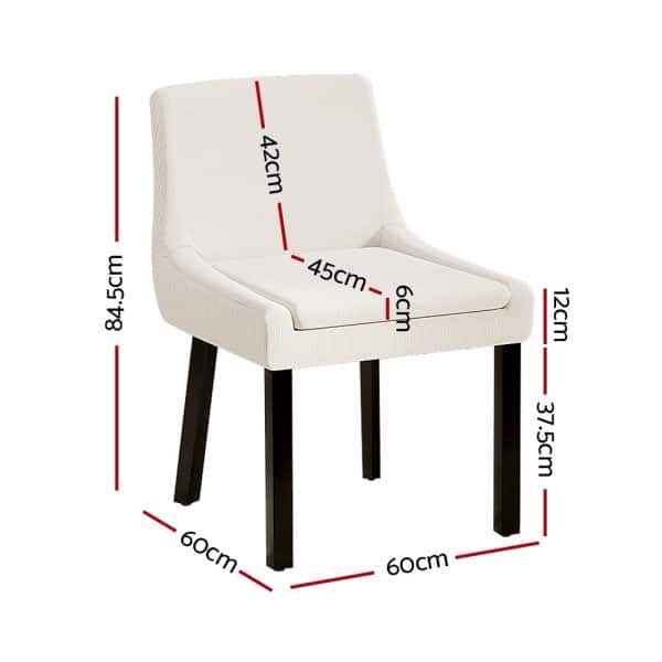Artiss Dining Chairs Set of 2 Corduroy Wooden Beige - Image 2