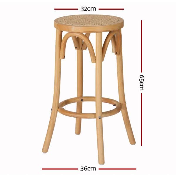 Artiss 2x Bar Stoosl Rattan Seat Wooden - Image 2