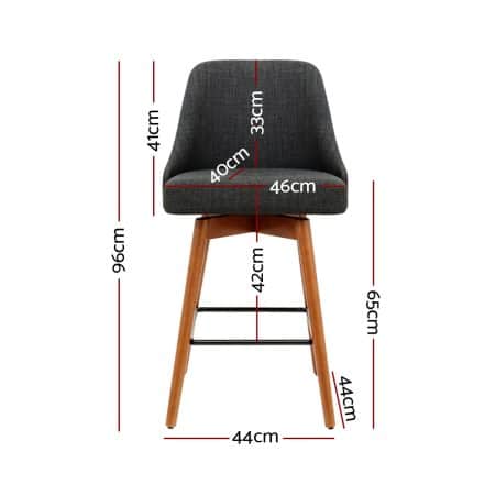 Artiss 4x Bar Stools Swivel Seat Wooden Charcoal - Image 2