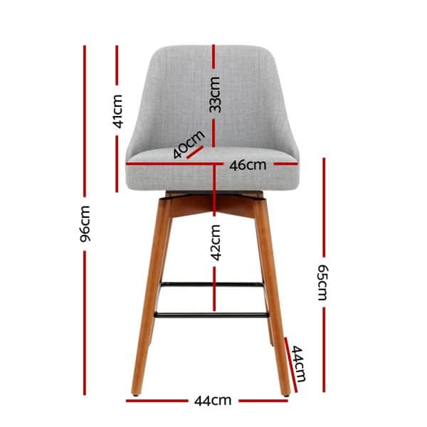 Artiss 4x Bar Stools Swivel Seat Wooden Grey - Image 2