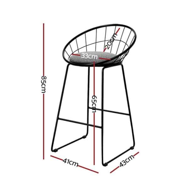 Artiss 4x Bar Stools Padded Seat Metal - Image 2