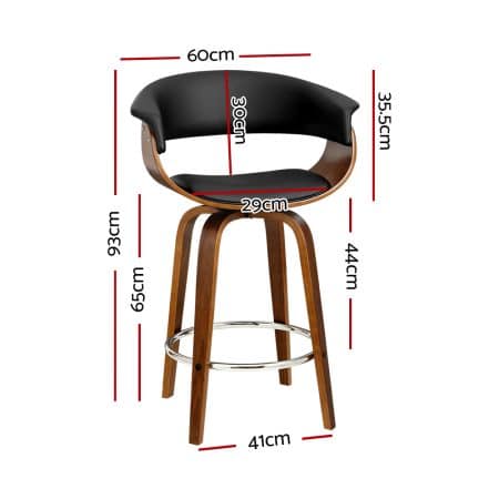 Artiss Bar Stools Swivel PU Seat Wooden - Image 2