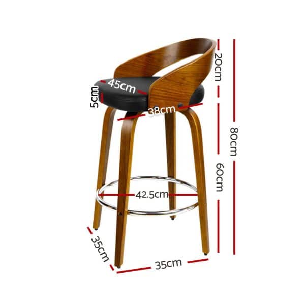 Artiss 4x Bar Stools Swivel Seat Curving Backrest - Image 2