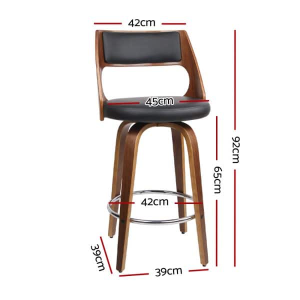Artiss 2x Bar Stools Swivel Leather Chair 65cm - Image 2