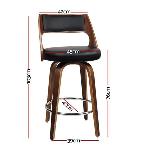 Artiss 4x Bar Stools Swivel Leather Chair 76cm - Image 2