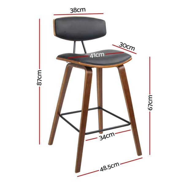 Artiss 2x Bar Stools Leather Padded w/Backrest - Image 2