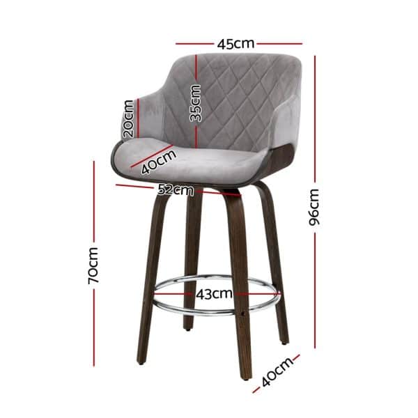 Artiss 4x Bar Stools Swivel Velvet Padded Wooden - Image 2
