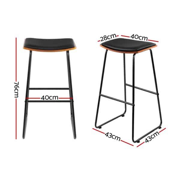 Artiss Bar Stools Kitchen Counter Stools Metal Chairs x2 - Image 2