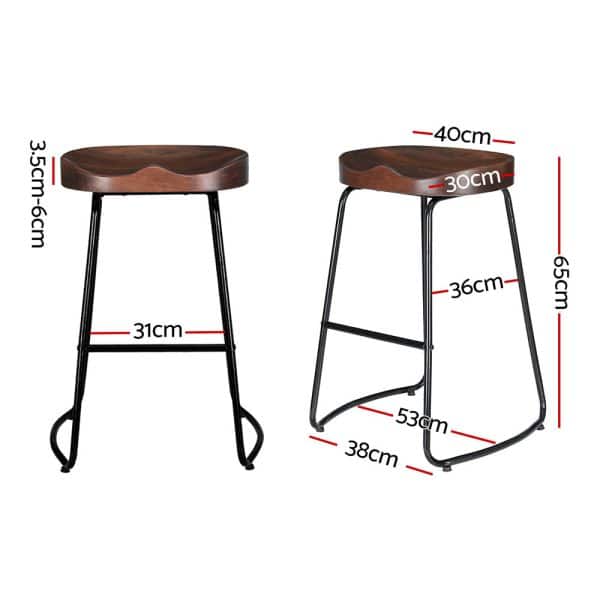 Artiss 2x Bar Stools Tractor Seat 65cm - Image 2