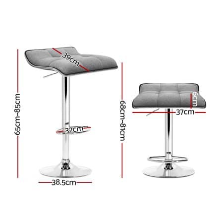 Artiss 2x Bar Stools Linen Padded Gas Lift - Image 2