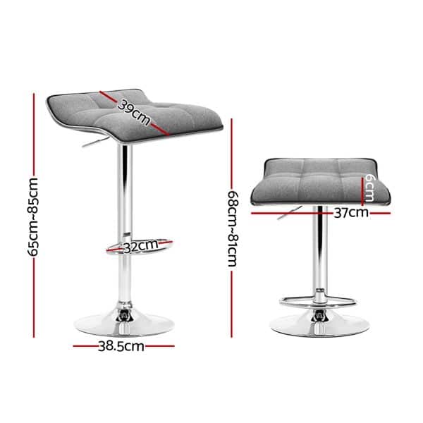 Artiss 2x Bar Stools Linen Padded Gas Lift - Image 2