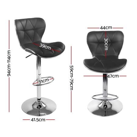 Artiss 4x Bar Stools Gas Lift Leather Seat Black - Image 2