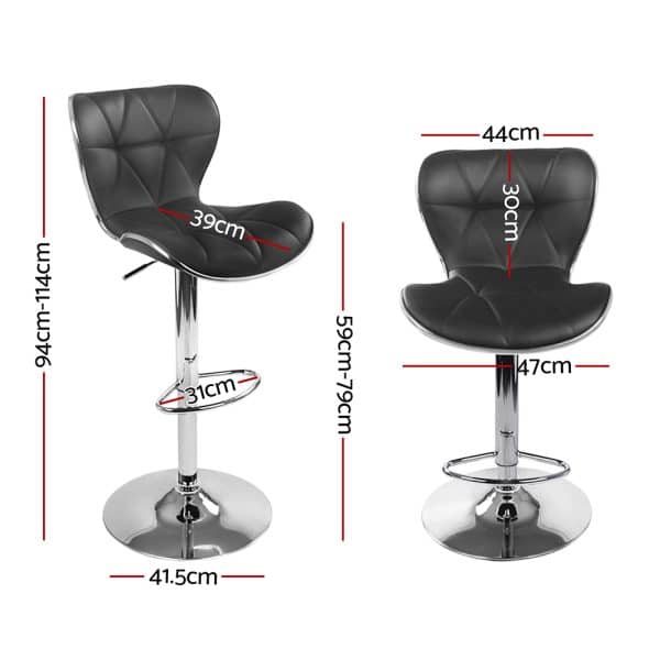Artiss 4x Bar Stools Gas Lift Leather Seat Black - Image 2
