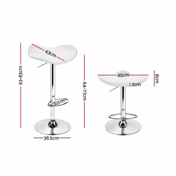Artiss 2x Bar Stools Leather Gas Lift Chair White - Image 2