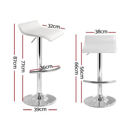 Artiss 4x Bar Stools Adjustable Gas Lift Chairs White - Image 2