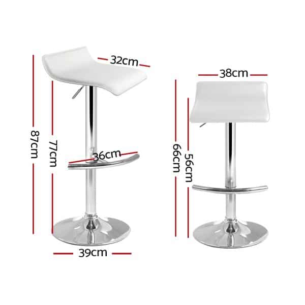 Artiss 4x Bar Stools Adjustable Gas Lift Chairs White - Image 2