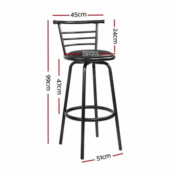 Artiss 2x Bar Stools Swivel Leather Padded Metal - Image 2