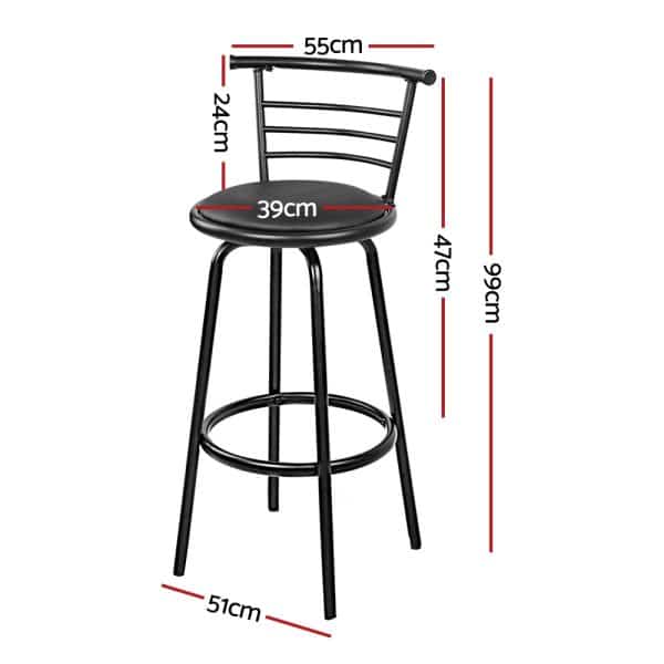 Artiss 4x Bar Stools Swivel Leather Padded Metal - Image 2