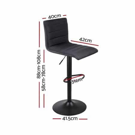 Artiss 4x Bar Stools Gas Lift Linen Fabric Black - Image 2