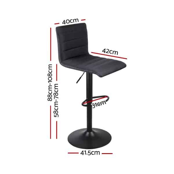 Artiss 4x Bar Stools Gas Lift Linen Fabric Black - Image 2