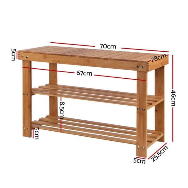 Artiss Shoe Rack Shoe Bench 10 Pairs Bamboo - Image 2