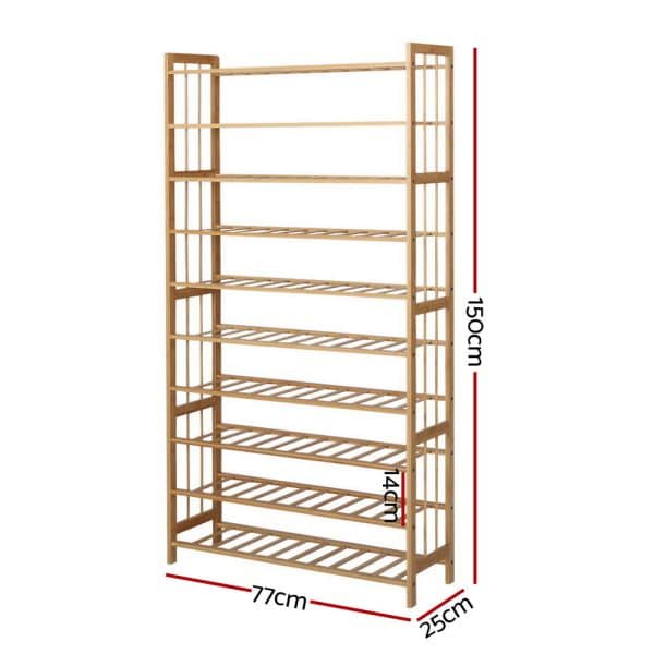 Artiss Shoe Rack Cabinet Bamboo 10-tier 50 Pairs - Image 2